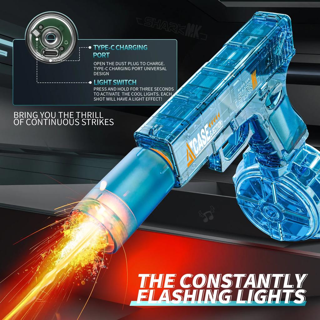 Automatic Glock Electric Water Gun Large Capacity Water Blaster for Summer Beach Pool Party Water Fighting Toys for Kids Adults