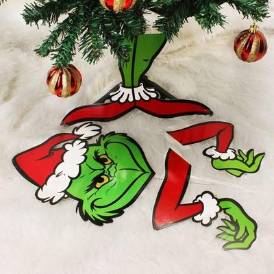 1 Set Christmas Green Hair Elf Decoration Separated Face Arm Leg Reusable Paper Indoor Scene Layout Xmas Tree Topper Holiday Decor Ornament Party Gift