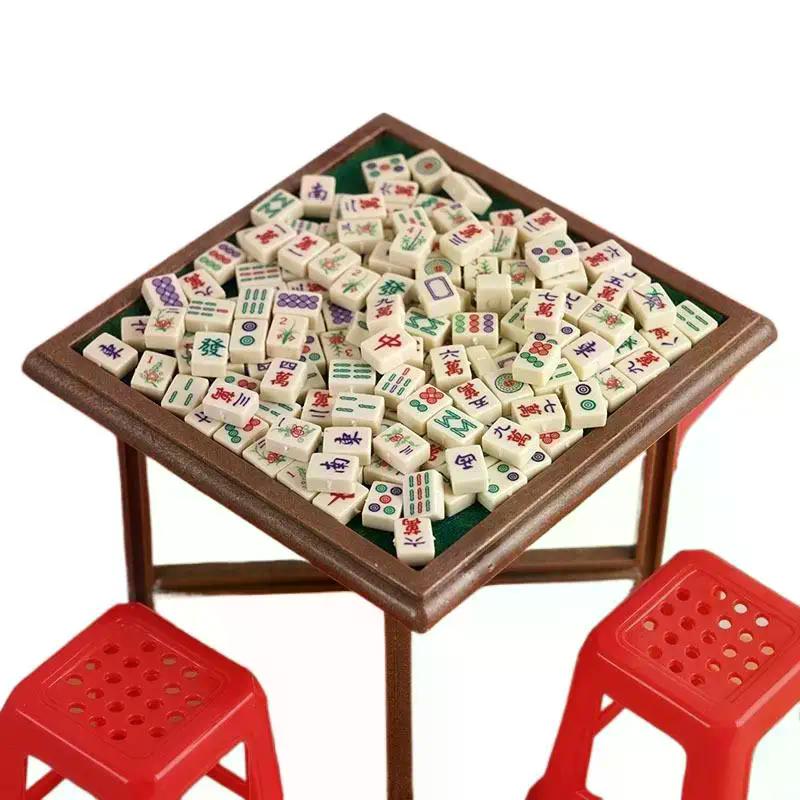Doll Toy 1Set 1:12 Home Dollhouse Miniature Mahjong Table and Chair Model Furniture Decor Toy Doll House Accessories