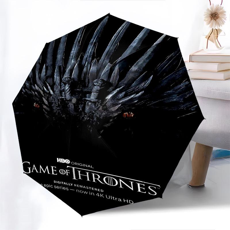 1pc Game of Thrones 4K Ultra HD Automatic Folding Umbrella - Compact 8-Rib Design, Durable Plastic & Iron1056L