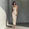 Elegant Square Neck Spaghetti Strap Dress - Waist-Cinched, Sexy New Style for Women