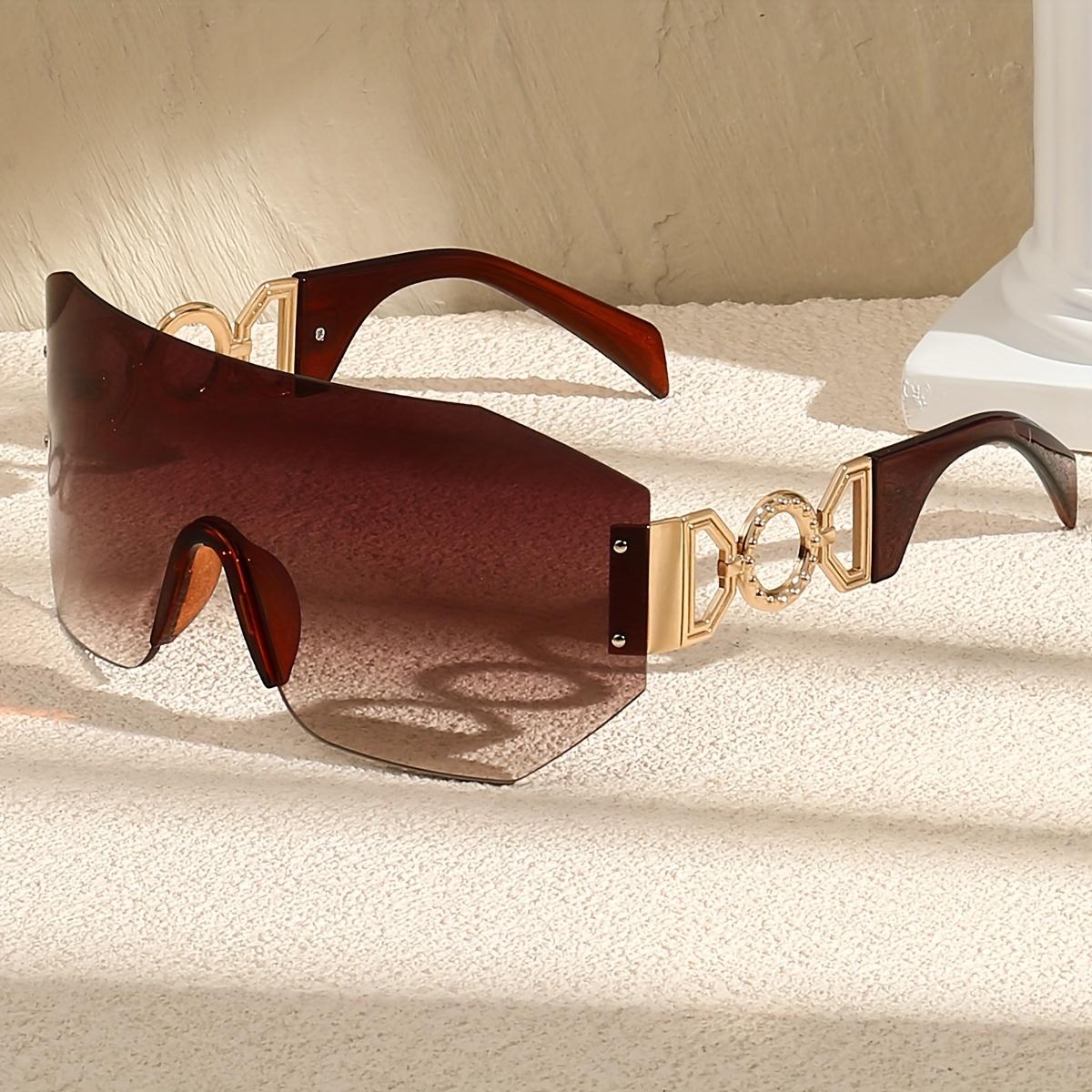 

1 Oversized Rimless Rectangular Fashion Sunglasses - Luxury Classic Gradient Lens Composite Frame Ideal For Travel Fashion