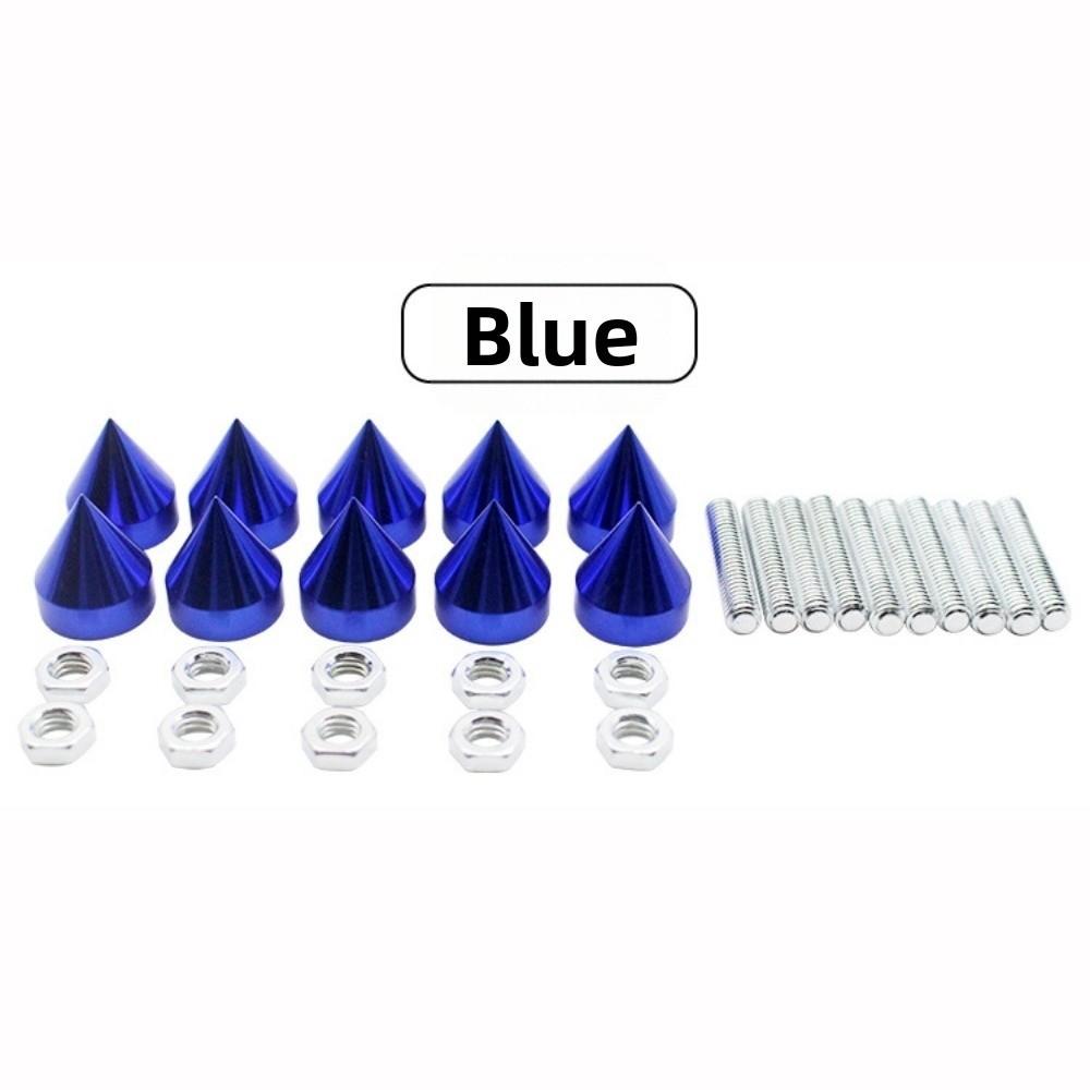 10pcs/Set Muticolors Car License Plate Bolts Cuspate Style Car Motorcycle Modification Conical
