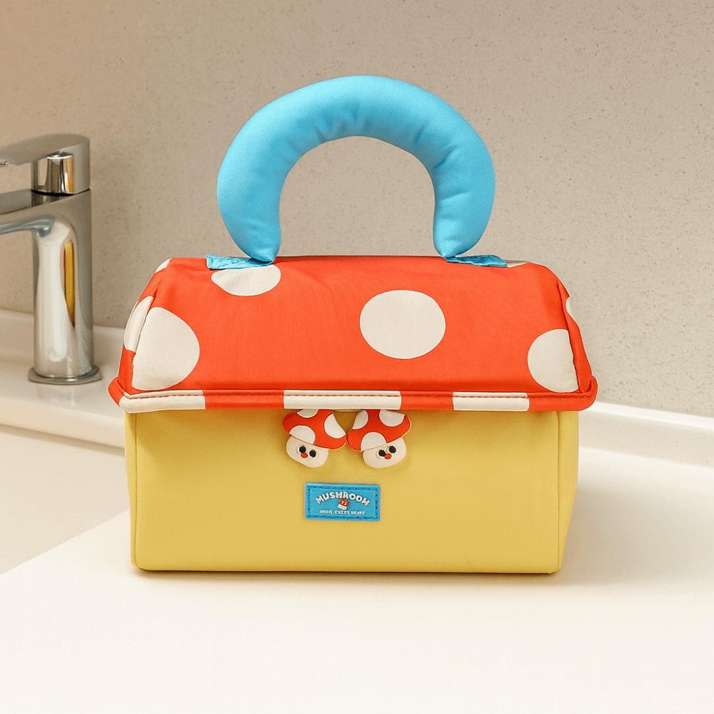 Oxford Cloth Mushroom Makeup Bag Multifunctional Toiletry Bag Kawaii Handheld Cosmetic Case Girls
