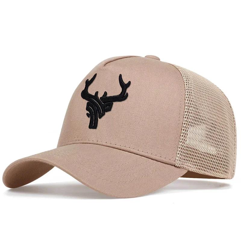 Unisex Antler Embroidered Baseball Cap Adjustable Men Women Summer Breathable Mesh Caps Casual Sunscreen Hat Dad Hats