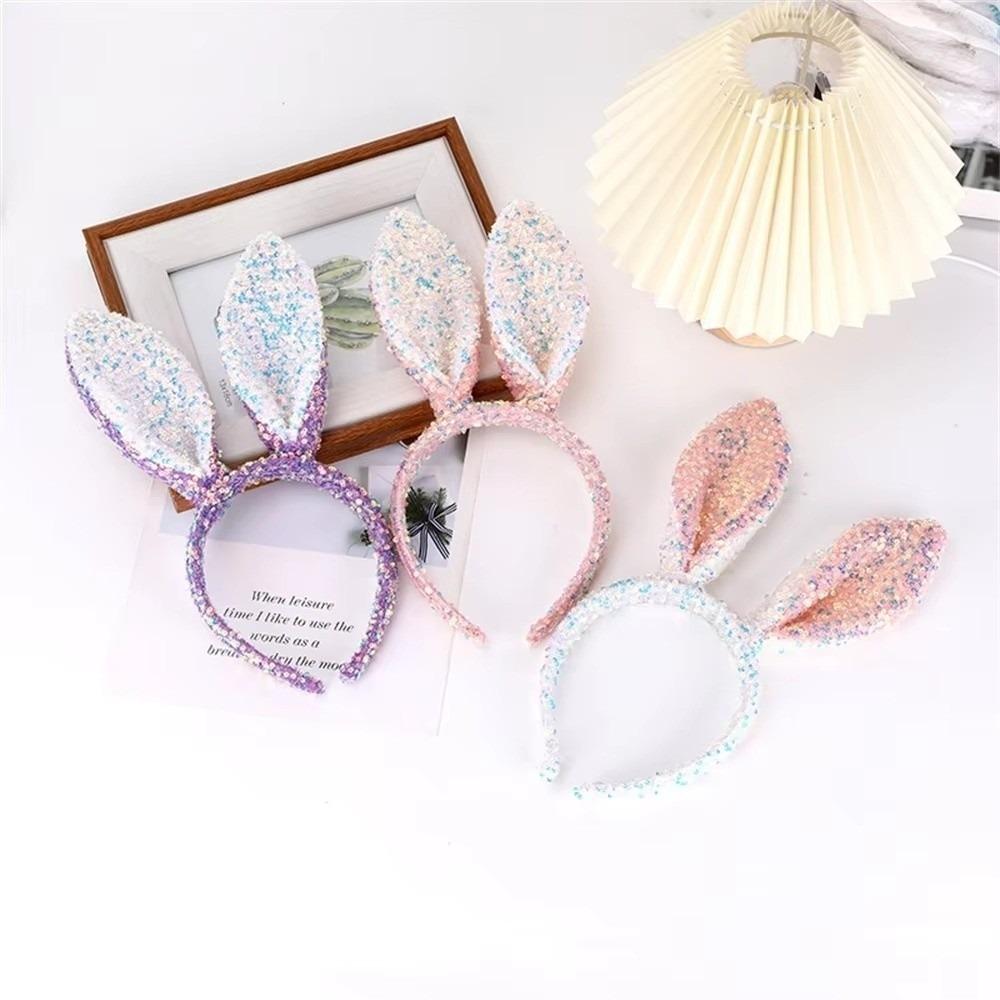 Cartoon Bunny Ears Headband Glitter Rabbit Ear Hairband Cute Easter Bunny Headband  Party