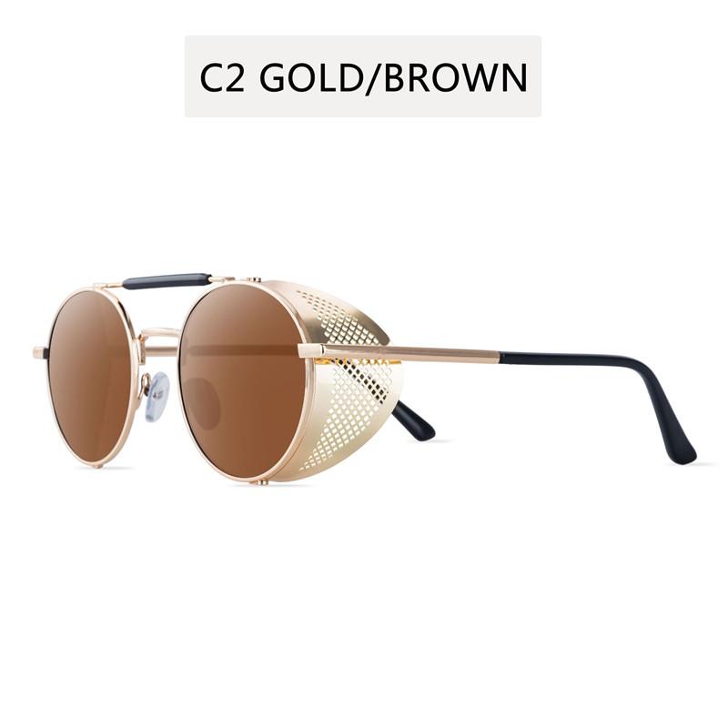 NEW Round Steampunk Sunglasses Men Women Fashion Metal Glasses Brand Design Vintage Sunglasses High Quality UV400