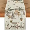 Festive Snowman Christmas Tree Table Runner Home Kitchen Dining Tablecloth for Party Decoration