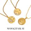 MamacitaSlay Minimalist Stainless Steel Zircon Sun Moon Star Zircon Pendant Necklace Creative Waterproof Jewelry Women's Gift