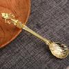 New Vintage Multiple Patterns Alloy Small Spoonfork Mini Royal Style Gold Carved Coffee Snacks Fruit Dessert Spoon Kitchen Tool