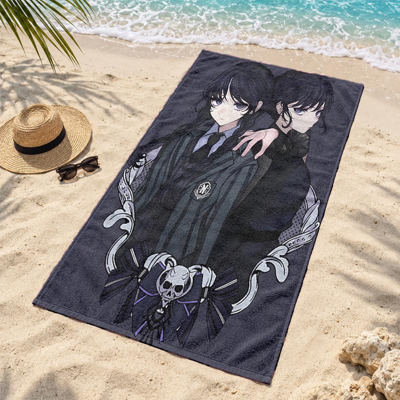 Wednesday Microfiber Beach Towel Quick Dry Sand Free Lightweight Beach Towels for Travel Swimming Camping