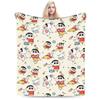 Crayon Shin chan Knitted Blanket Cartoon Flannel Throw Blankets Summer Air Conditioning Personalised Soft Warm Bedspread