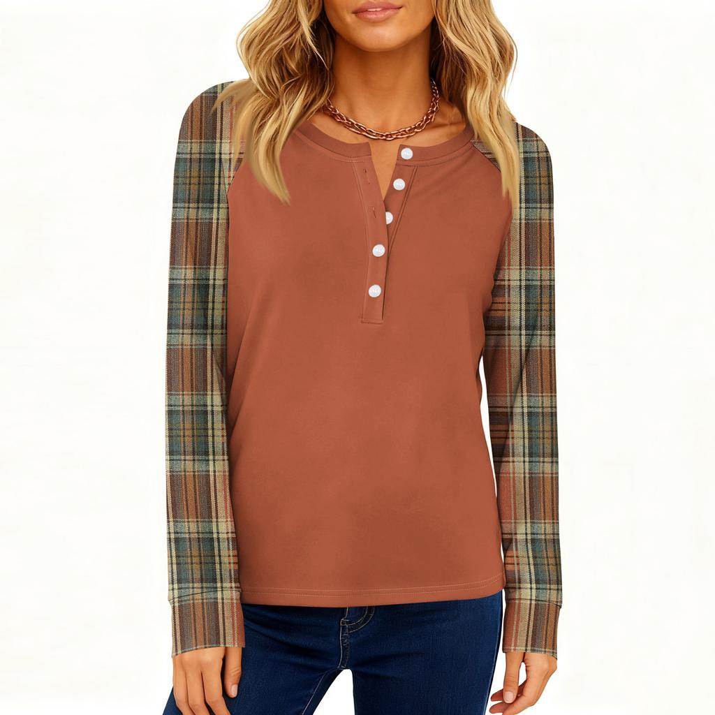 Damenmode Locker Langarm Rundhals Casual Oberteil