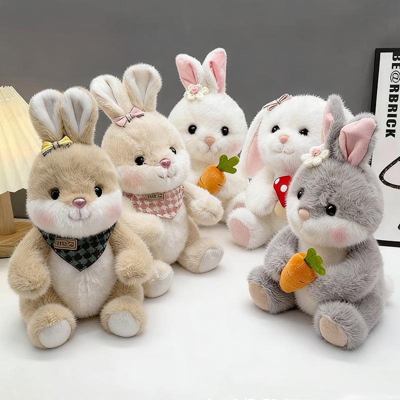 Cute Bunny Plush Toy Girly-Hearted Plush Doll Carrot Rabbit Pillow Scarf Rabbit Sleep Comfort Toy Children's Birthday Gift for G