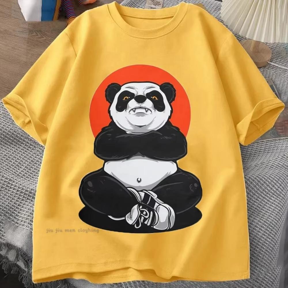 Indignation Panda Printing Men T-Shirts Cotton Short Sleeve Breathable Tops Ttshirts Summer Men Vintage Harajuku Loose Tees