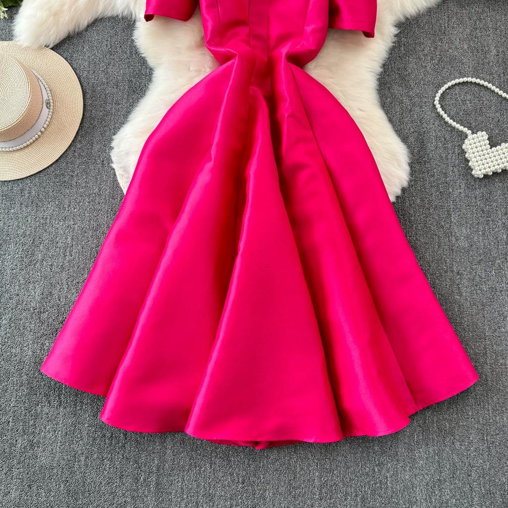 Rochie de bal de vară pentru femei, vintage, cu mâneci bufante, cu guler pătrat, petrecere de seară, rochii de prințesă