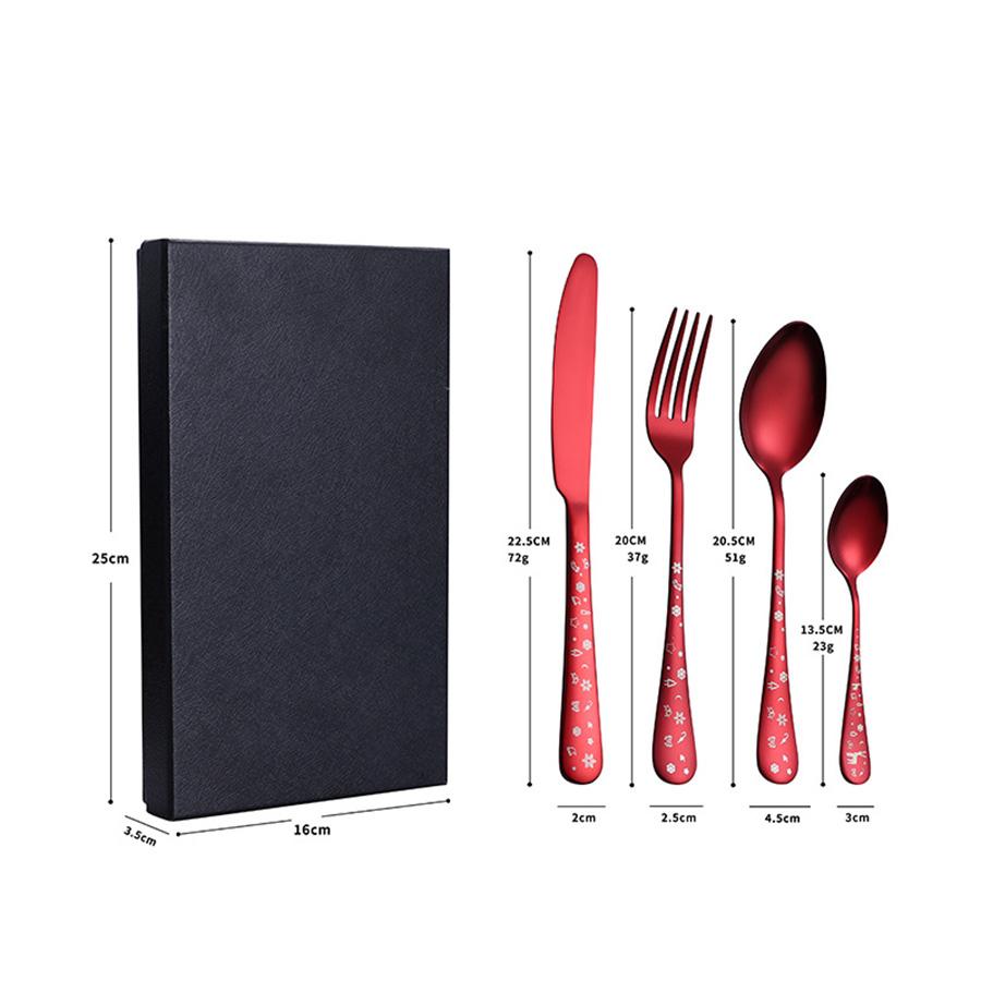 

Набор столовых приборов из нержавеющей стали Набор из 4 рождественских вилок с ножами и ложкой Дизайн с рисунком рождественской елки и снежинок