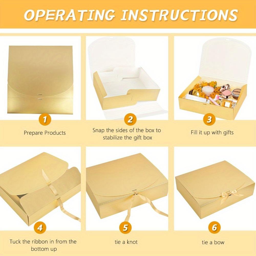 8pcs Gift Boxes with Lids Bridesmaid Boxes with Golden Ribbon Gift Boxes Flip-top Gift Box Folden Gift Wrap Box Party Favors Boxes Storage Box
