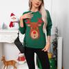 Christmas Plous-sized Women's Sweater, Cartoon Deer Christmas Sweater, Pullover, Long-sleeved