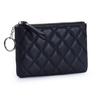 Korean Sheepskin Change Purse Women's Hand-held Key Chain Loose Wallet Diamond-grid Zipper Mini Genuine Leather