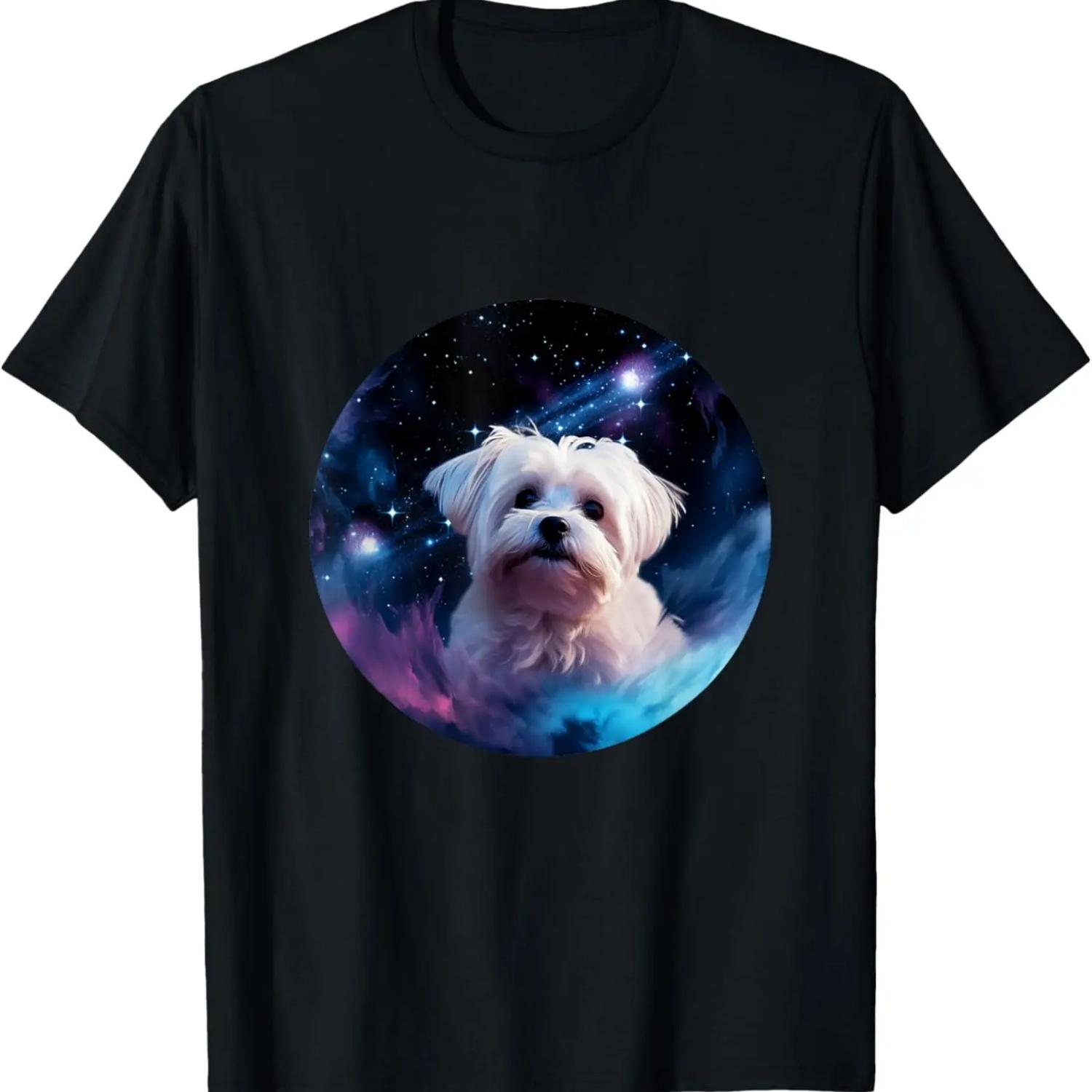 Maltese Dog In Space Stars And Galaxy T-Shirt S чёрный