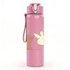 1PC Group Pastel Rabbit Art 750ml Color Plastic Sports Water Bottle Leakproof Flip Straw Lid Suitable for Sports Office Home Use