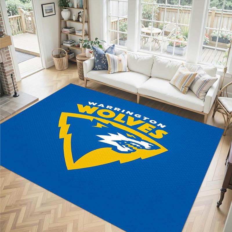 Warrington Wolves Design Crystal Velvet Carpet Cozy Non?Slip Printed Rug For Bedroom Living Room Entrance