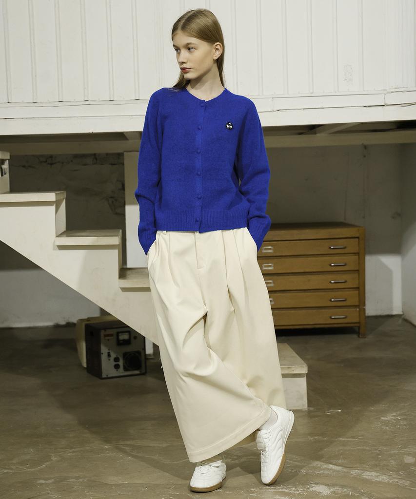 Waiowai Corduroy Tuck Brushed Wide Elastic Pants_Ivory