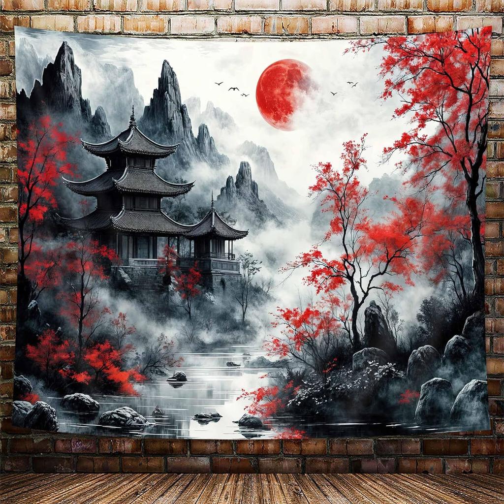 Pink Japanese Wave TapestryJapan Mount Fuji Kanagawa Great Waves Pastel Tapestry Wall Hanging for Bedroom AestheticPsychedelic