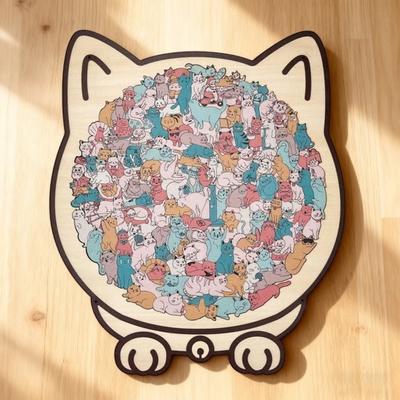 Yousheng 135 Peças/Conjunto Quebra-Cabeça de Madeira em Forma de Gato Treino de Lógica de Foco Jogo de Quebra-Cabeça de Madeira Educativo Difícil Brinquedo Decoração Presente para Amantes de Gatos