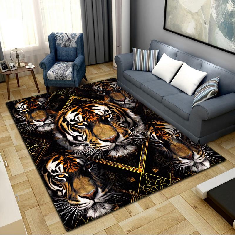 Vintage Tiger Carpet Rug for Living Room Bedroom Home Sofa Decoration,Kids play Non-slip Floor Mat
