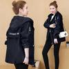Women's Spring Korean Style Alphabet Embroidered Mid-Length Soft Denim Jacket Loose Oversized Hooded Casual Windbreaker