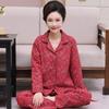 Festive Red Pure Cotton Long-Sleeve Pajama Set for Middle-Aged & Elderly Women (2026)
