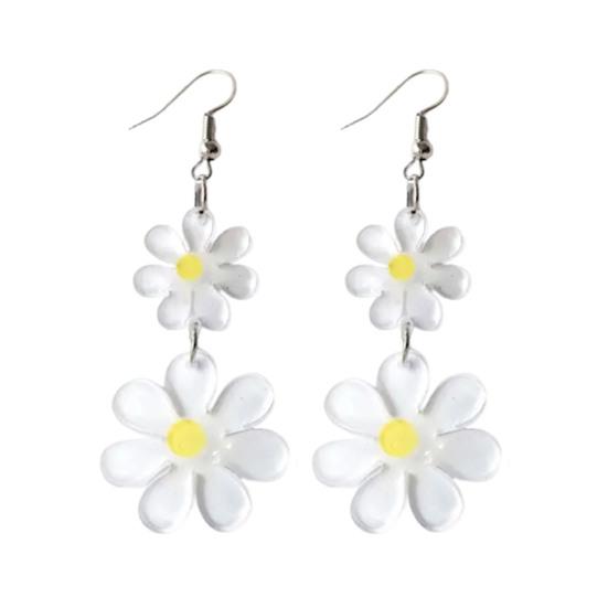 1 пара женских висячих серег с цветами 2D акриловые серьги-крючки с цветами Гипоаллергенные легкие серьги-подвески с цветами Модные украшения