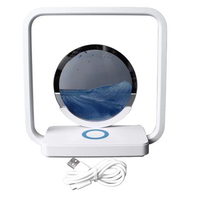 Bedside Table Lamp Sand Art Design Wireless Charging Adjustable Light Color Decorative Bedside Desk