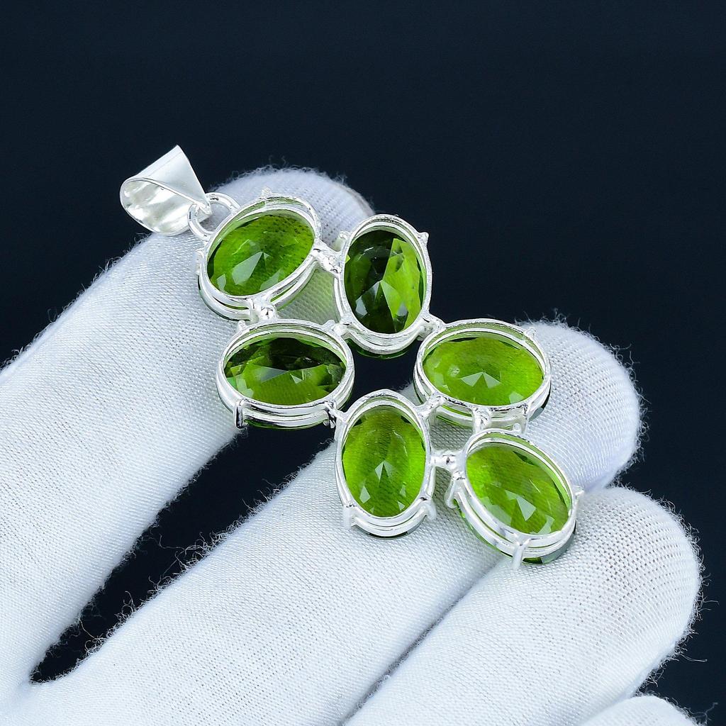 Přívěsek s drahokamem peridot 925 Sterlingové stříbro - Ručně vyráběný design, Šperk pro každodenní nošení, Unikátní přívěsek s peridotem Dárek pro lásku