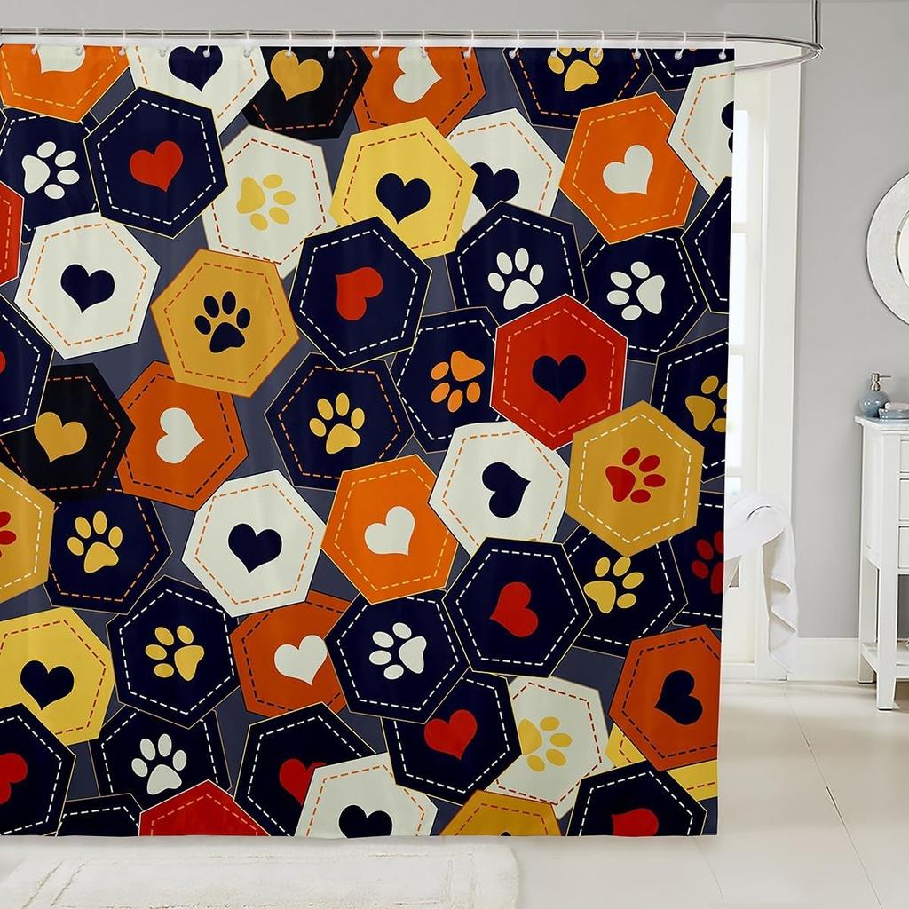 Cartoon Corgi Bathroom Curtain,Blossom Flower Green Leaves Shower Curtain Kids Girls Bathroom Decor,Cute Dog Nature Botanical