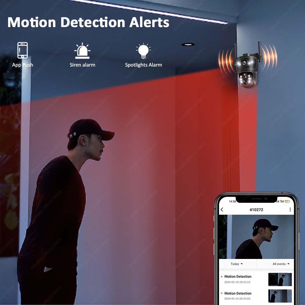 6K 12MP WiFi IP Outdoor Three Lens 10X Zoom PTZ Auto Tracking Home Security Protection 4K Video Camera