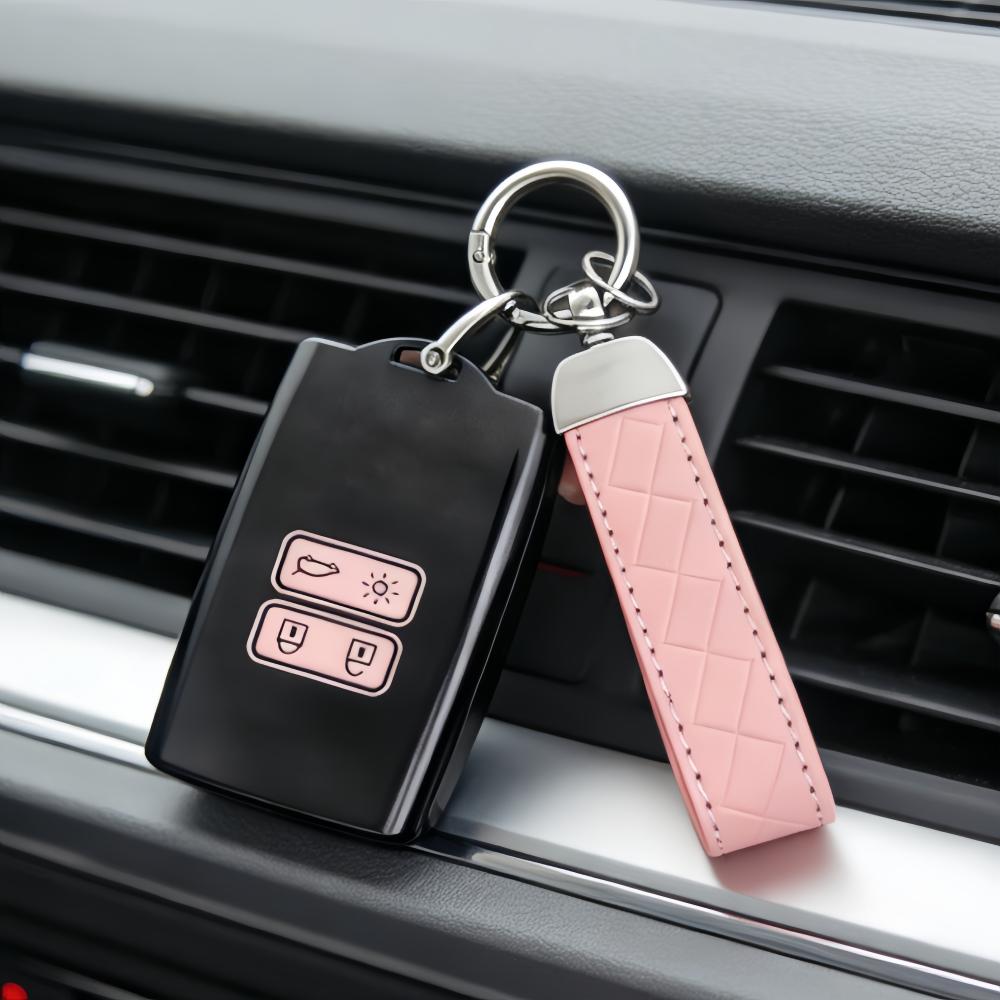 Car Key Case Cover With Lanyard For Renault Koleos Captur Megane Clio Scenic Talisman Arkana For Dacia Sandero Card Fob