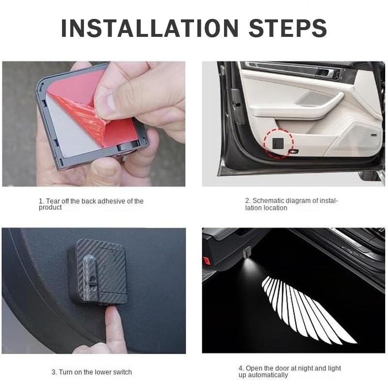 1/3/5Pair Angel Wings Car Door Light Wireless LED Welcome Projector Shadow Lamp HD Logo Courtesy Light for Cars Auto Accessories