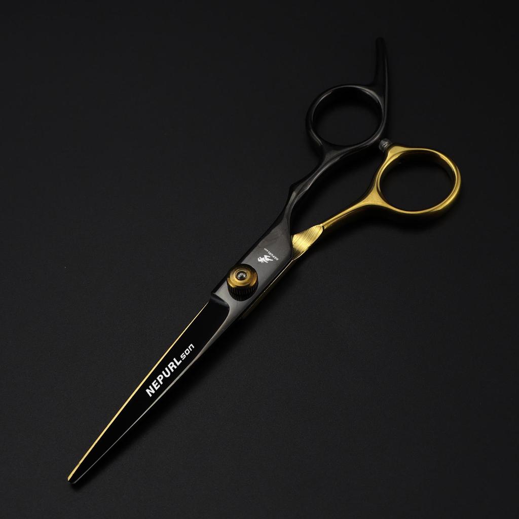 6.0" Electroplated Black Gold Hair Cutting Shears – Barber, Straight, Bangs & Thinning Shears.