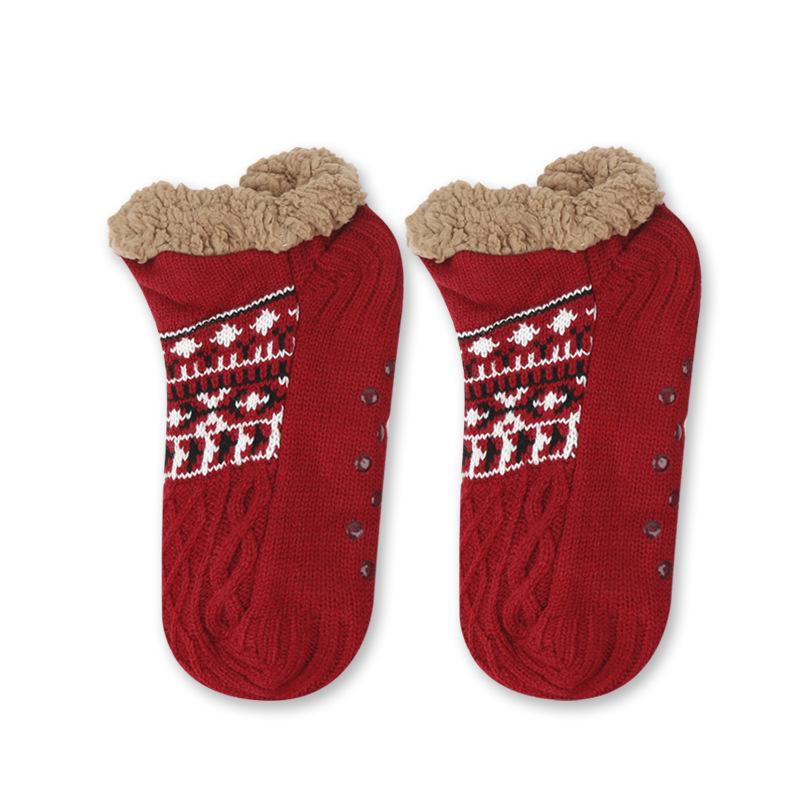 Thickened Fleece-Lined Non-Slip Winter Home Socks with Dotted Soles
