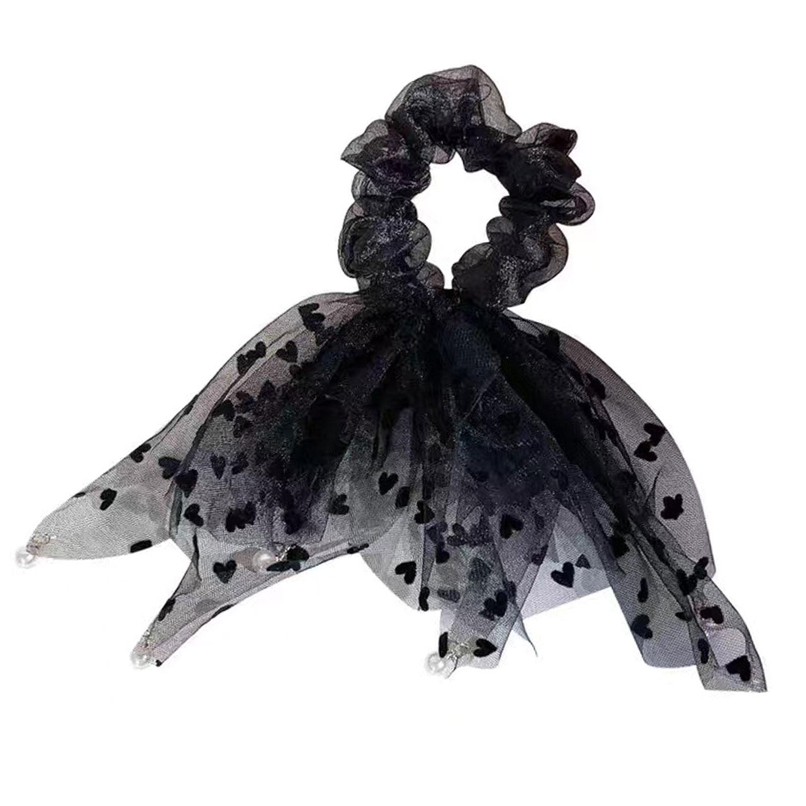 Lace Heart Hair Scrunchies Long Hair Bands Ponytail Hair Accessories for Women 1