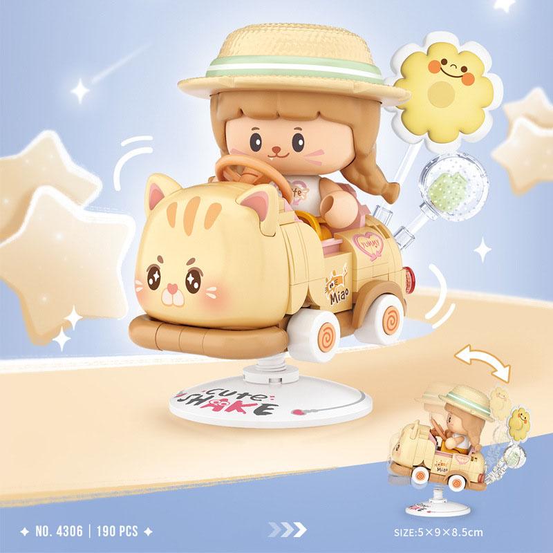 Idea Cute Shake Cartoon Animal Small Kiddie Ride Mini Block Game Desktop Ornament Building Brick Figures Toys For Kids Gifts