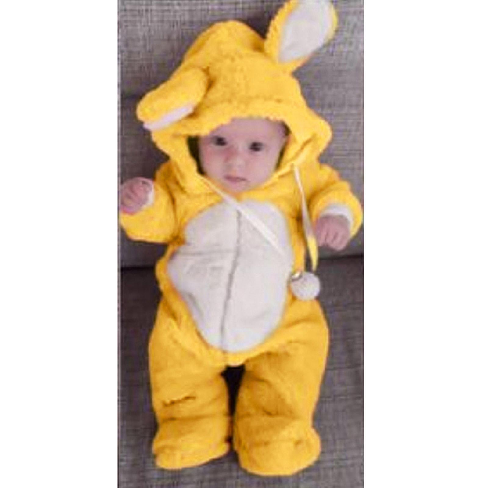 

Зимний милый флисовый комбинезон для новорожденных мальчиков и девочек, теплая верхняя одежда 80 жёлтый