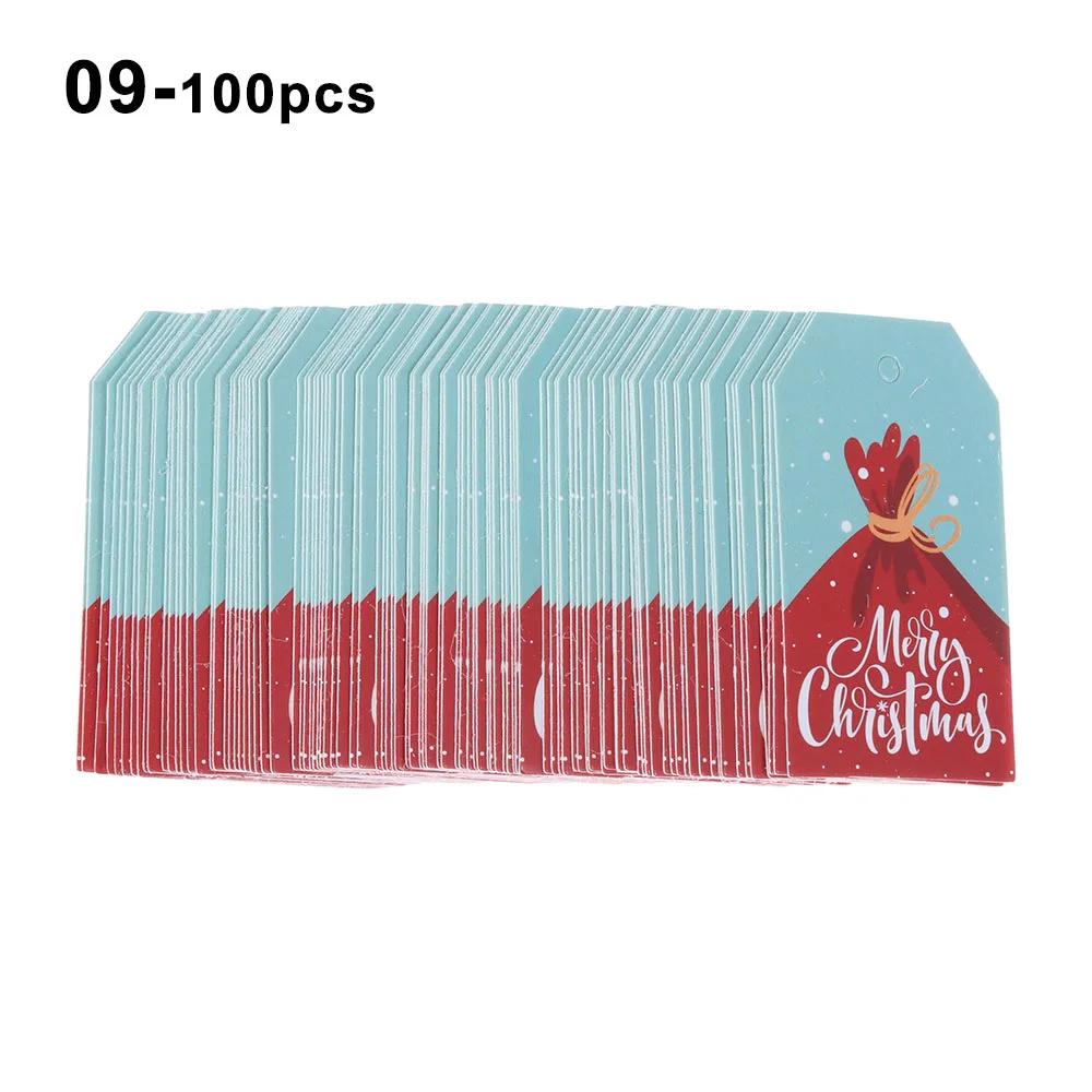 50PCS Merry Christmas DIY Kraft Tags Labels Gift Wrapping Paper Hang Tags Santa Claus Paper Cards Xmas Party Supplies