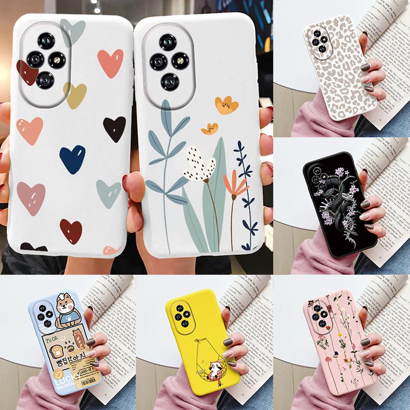 Beautiful Flowers For Honor 200 Case Cute Heart Leopard Print Cover Soft Silicone Matte Protective Funda For Honor 400 Lite Pro