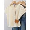 Thin Ice Silk Hollowed-out Knitted Sweater Short-sleeved T-shirt Women's Summer New Round Neck Slim-fitting and Thin Versatile Short Top