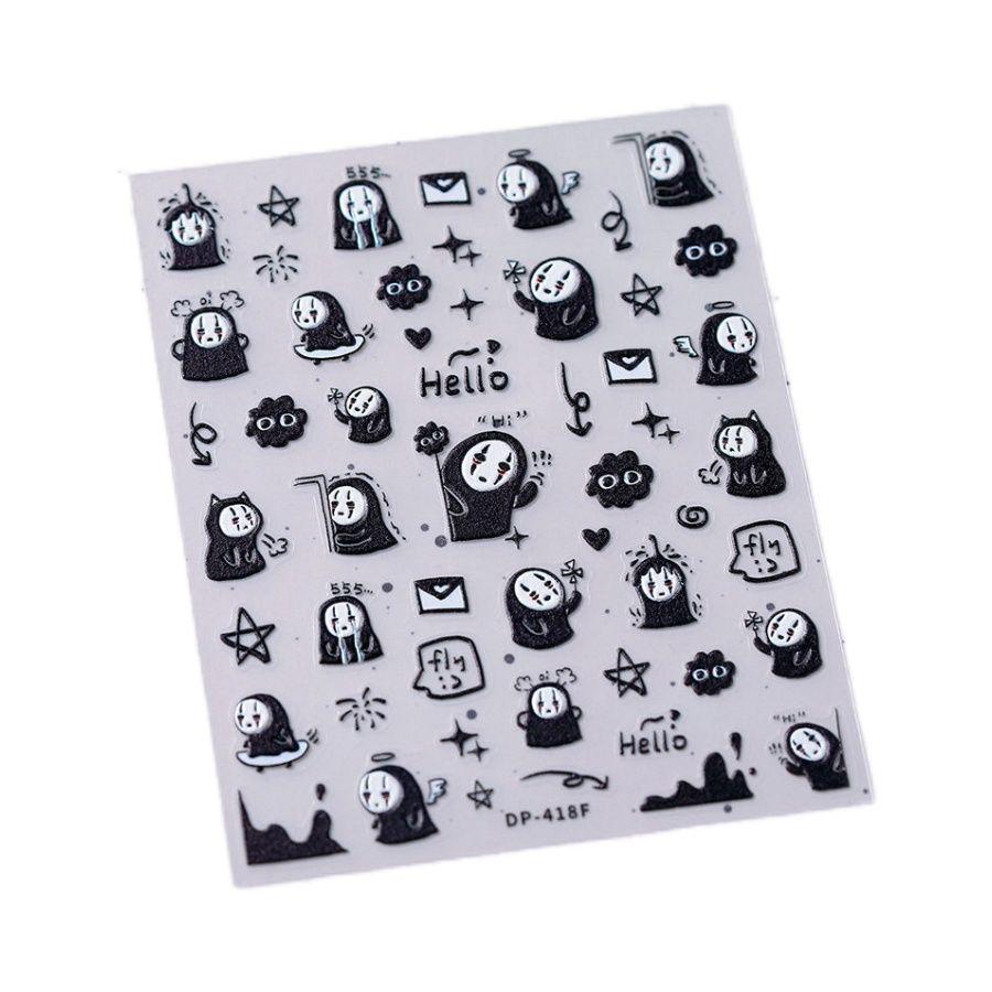 3D Halloween Nail Art Stickers: Cute Cartoon Pumpkin & Ghost Design