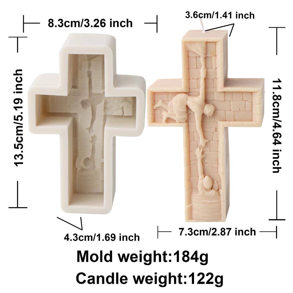 DIY Large Cross Candle Silicone Mold Handmade Jesus Madonna Relief Aromatherapy Resin Gypsum Mold Religious Decoration Gift